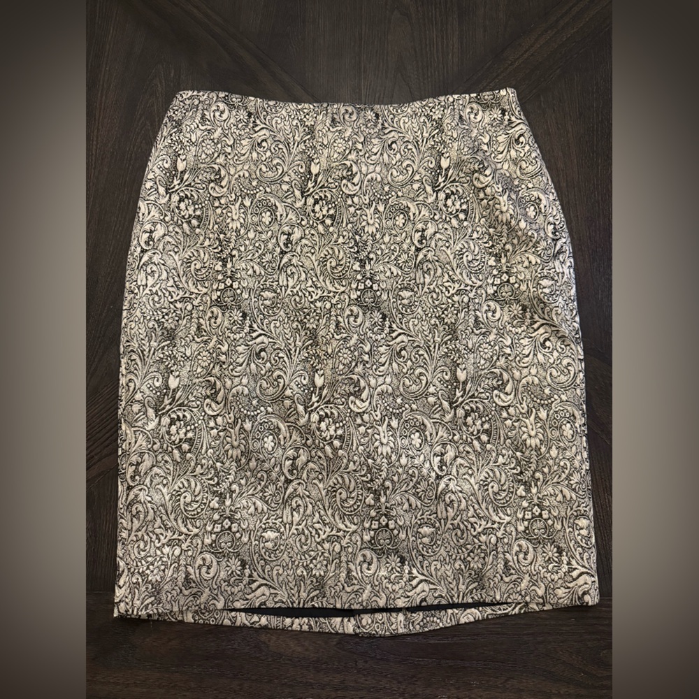 J.Jill Metallic Brocade Pencil Skirt NWT – Elegant Jacquard Floral Tapestry